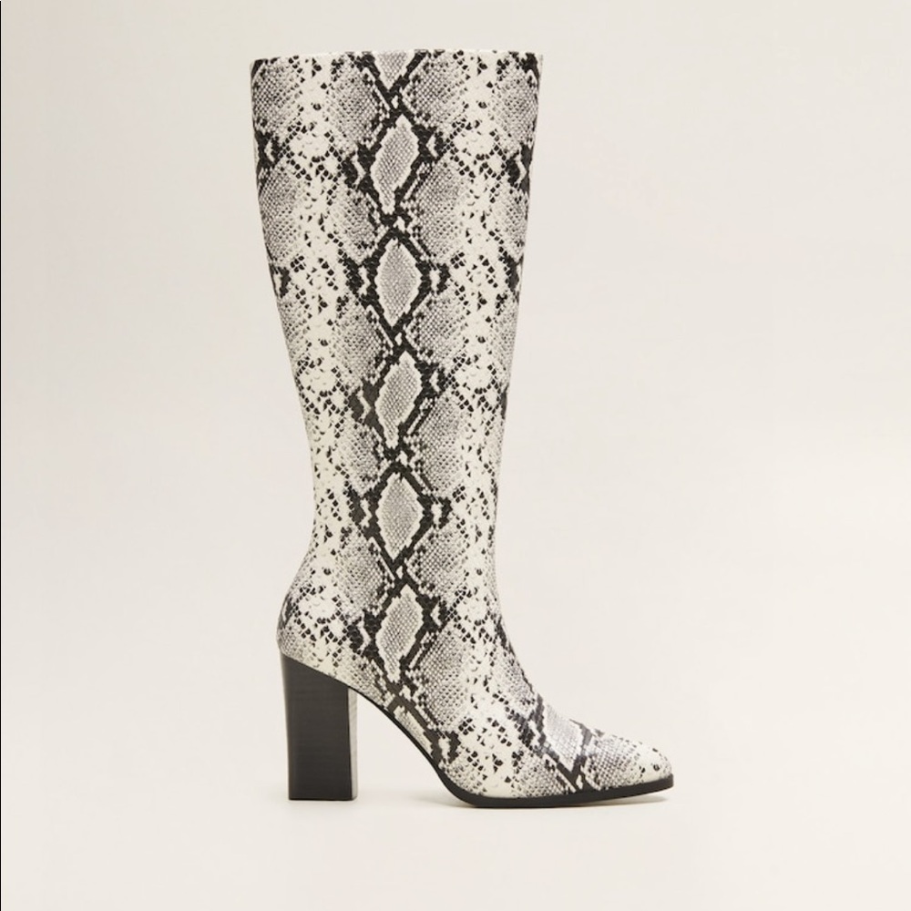 Mango Knee High Snake Boots